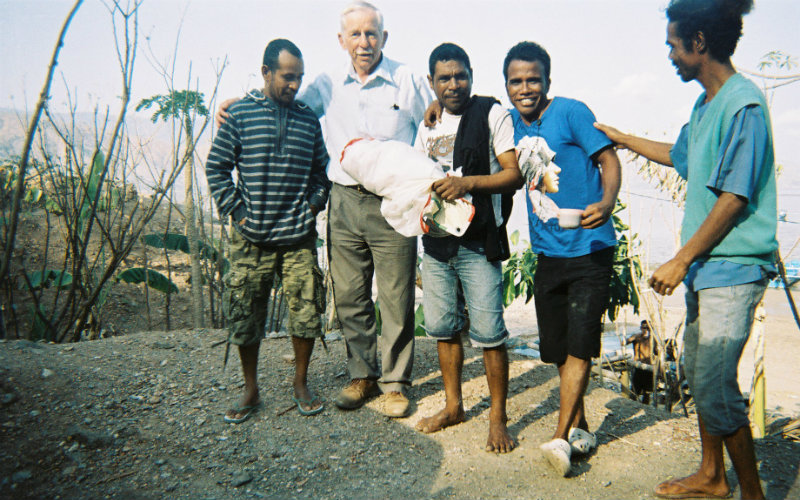 Peter giving sails to a group in Timor Leste