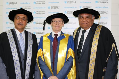 Peter Fricker with Deep Saini and Tom Calma