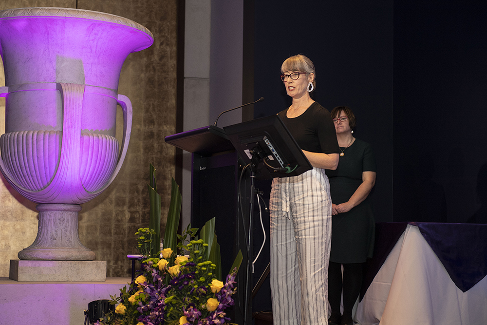 Sally McCrae receiving her ACT Midwife of the Year Award